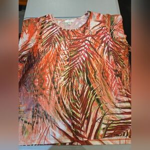 CJ Banks Multicolor Leaf Pattern Top (5c23)